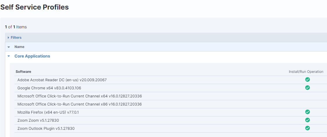 Screenshot of Tanium console status report